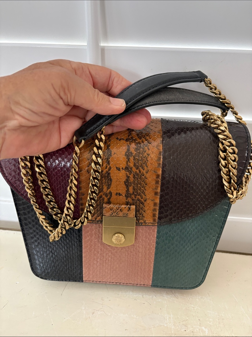 Veronica Beard Multicolor Python-Texture Chain Shoulder Bag - Picture 2 of 9